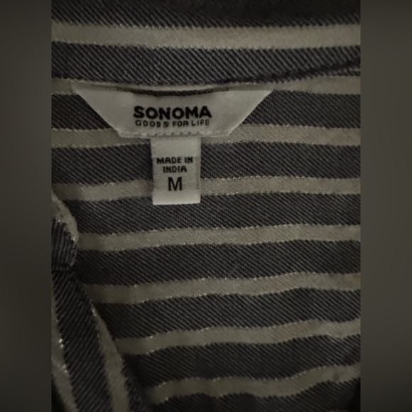 Sonoma Metallic Stripe Short Sleeve Dolman Top gray /White Women’s medium - Picture 9 of 11